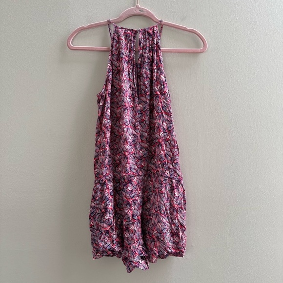 Gap Burgundy Maroon Leaf Plant Print Shorts Romper - Picture 8 of 8